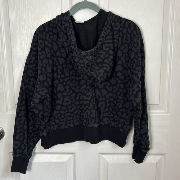 NIKE Black and Gray leopard animal print cropped hoodie size XS Cotton Blend - Picture 3 of 10